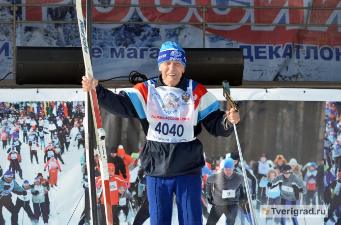 Самый опытный участник Лыжни России-2016 - 87-летний Валерий Зубарев