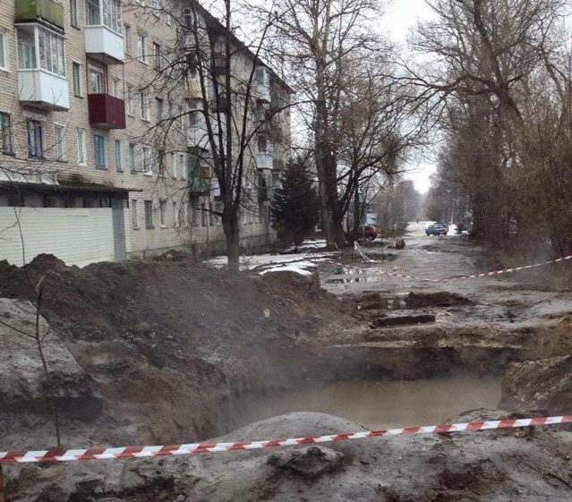 место прорыва трубопровода в Ржеве