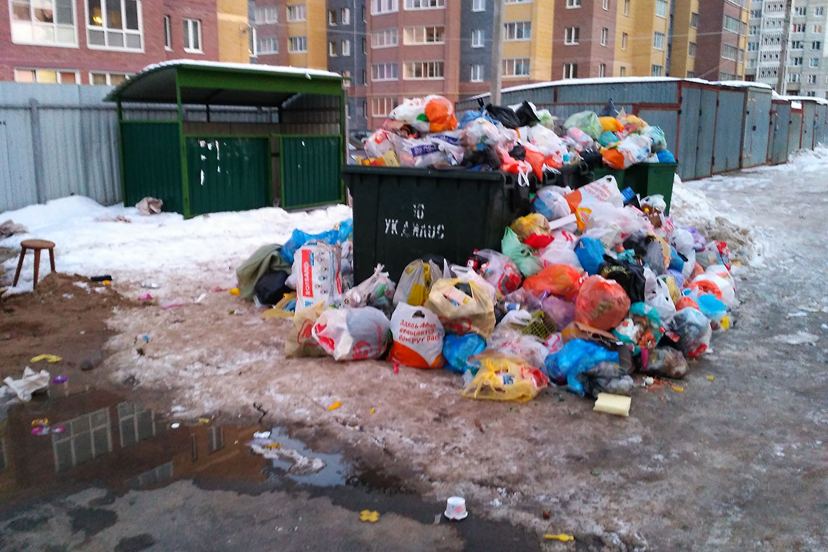 В «Чистом городе» объяснили, почему в Твери мусор вывозят на фургоне, а двор у многоэтажки превратился в свалку