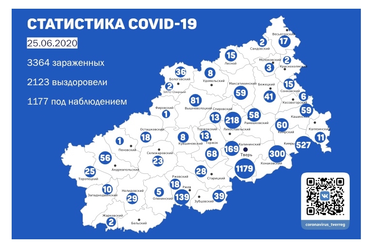 География коронавируса в Тверской области: в каких районах подтвердили новые случаи заражения к 25 июня
