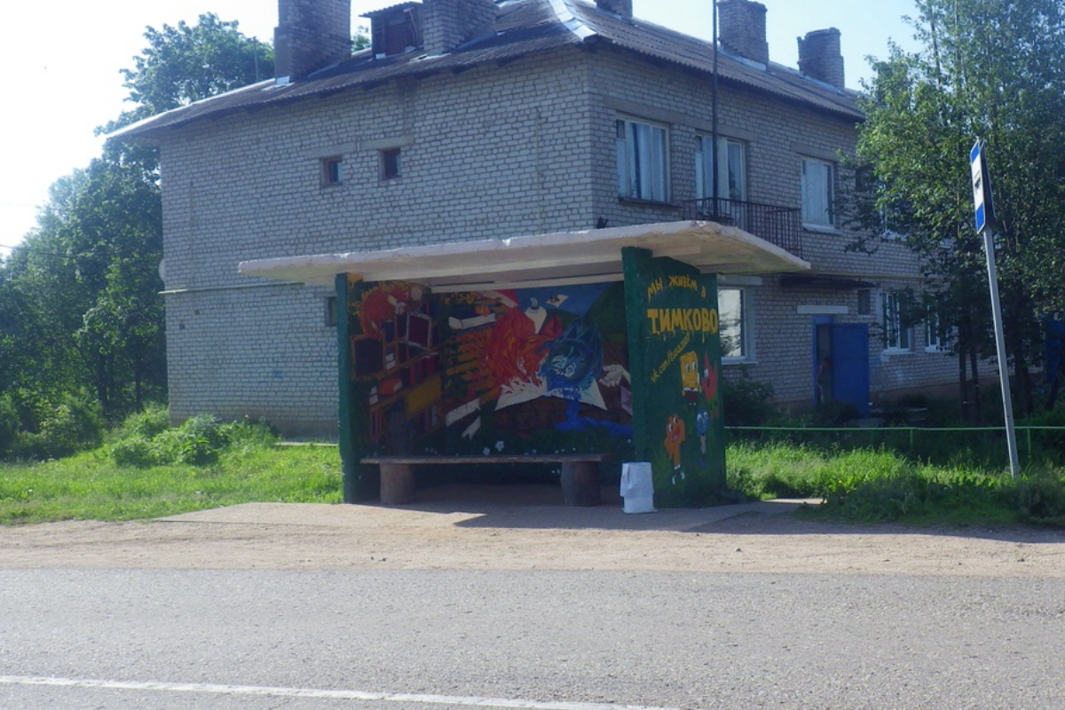 Жители деревни в Тверской области превратили автобусную остановку в арт-объект