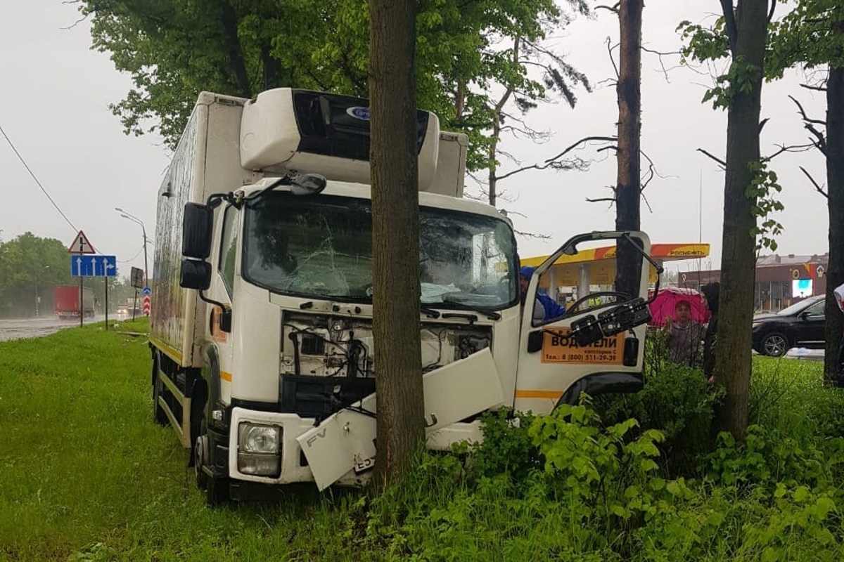 На трассе М-10 в Тверской области водителю грузовика стало плохо и он протаранил дерево