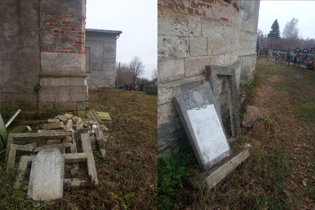 На кладбище под Тверью люди выбрасывают памятники к храму