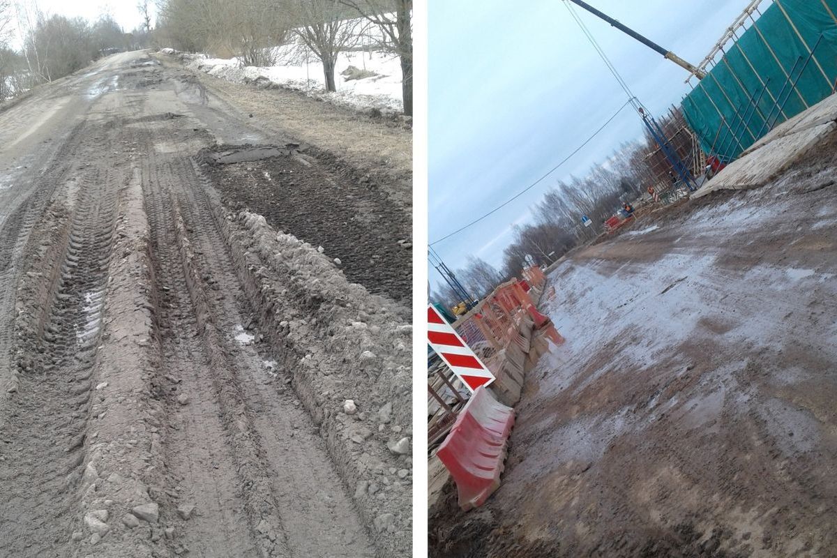 разрушенная дорога в Конаковском районе
