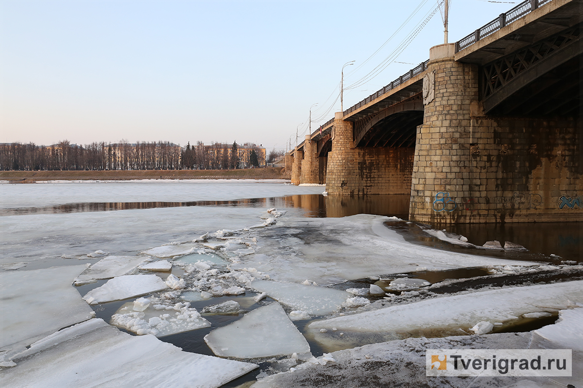 тверь, волга, весна, ледоход, новый мост