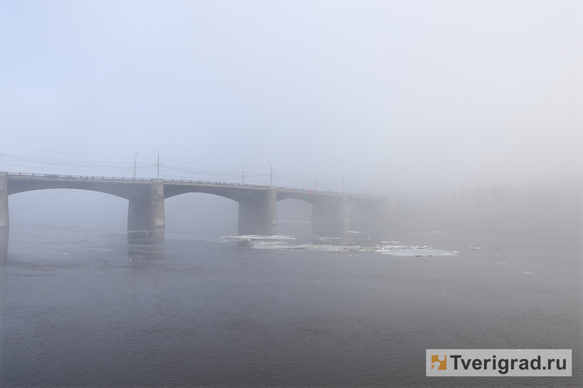 тверь, туман, волга, новый мост