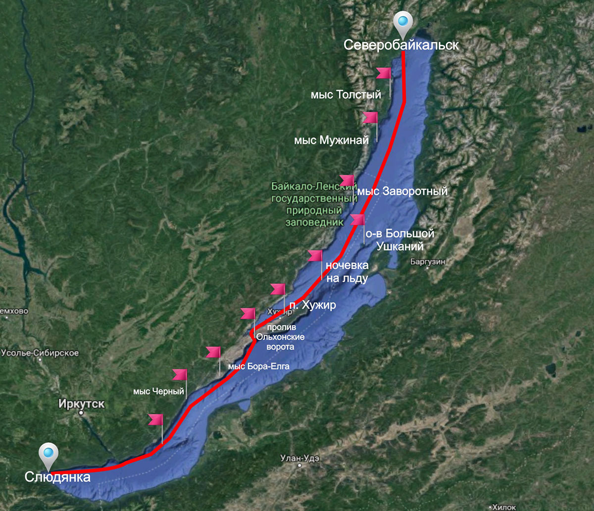 Север байкала карта