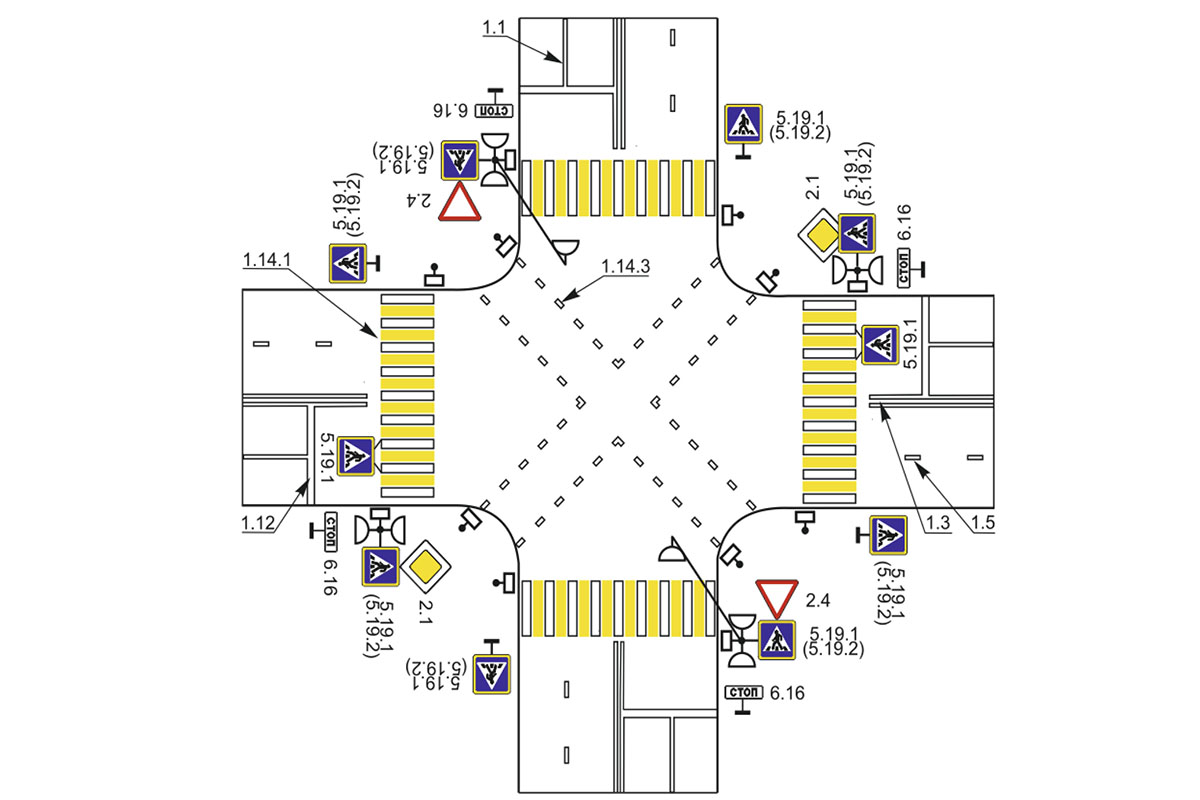 Схема пешеходных переходов