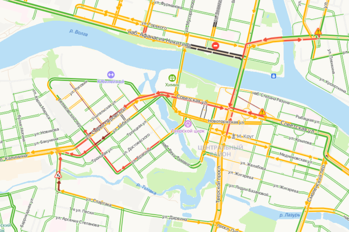 Дорога в Тверь. Карта перекрытых дорог день города Тверь. Перекрыт ли центр города Тверь на 16 июля. Пробка на Цанова Тверь.