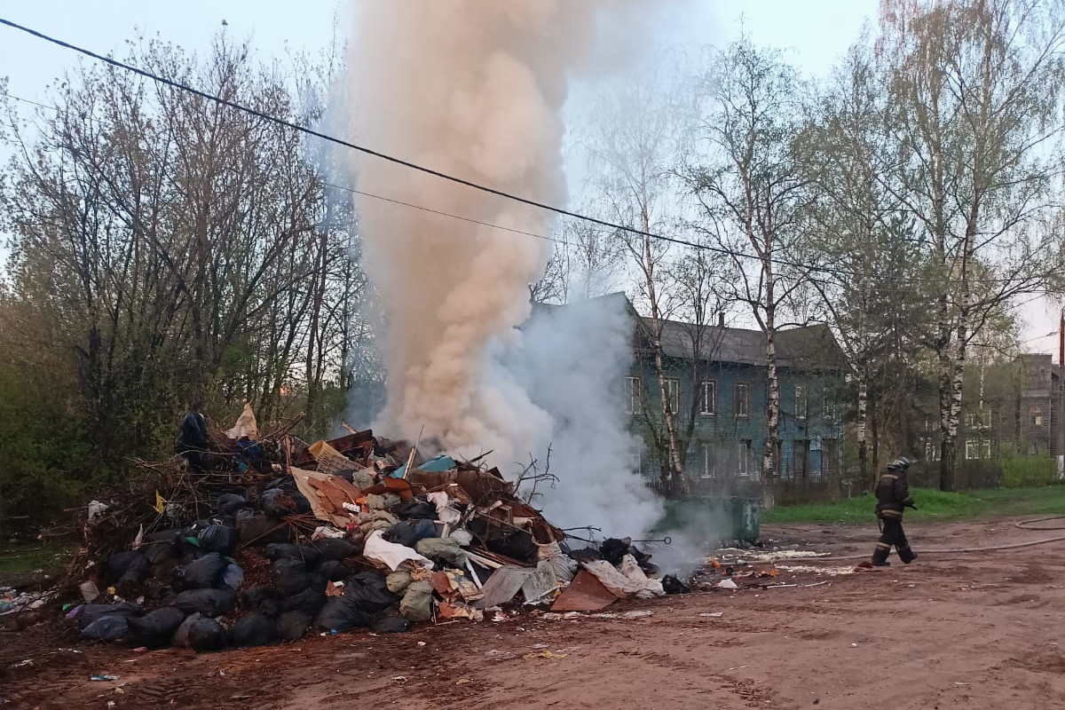 Во дворе дома в Твери загорелась огромная куча мусора | Твериград